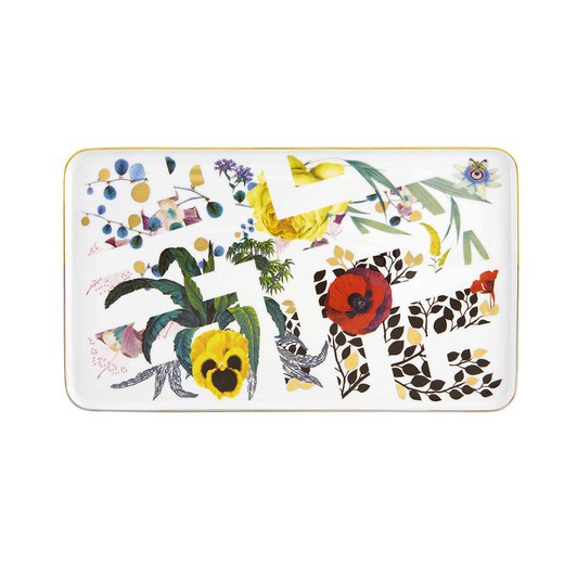 Bandeja S de porcelana en multicolor, 34,3 x 19,9 x 1,9 cm | Primavera