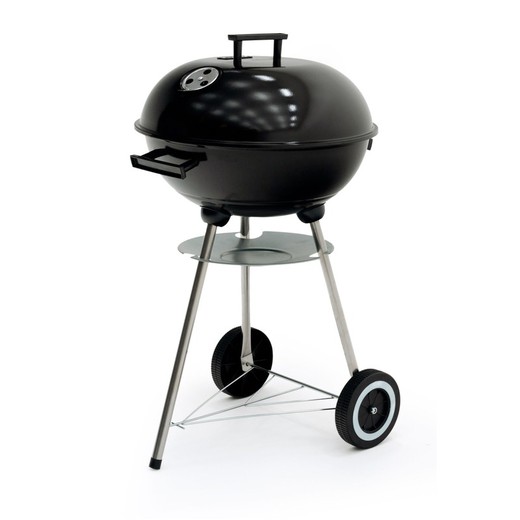 Barbecue à charbon avec roulettes et récupérateur de cendres noir, 46x44x70 cm | Michigan