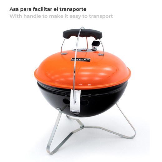 Barbecue portatile a carbonella da tavolo arancione, 37x37x44 cm