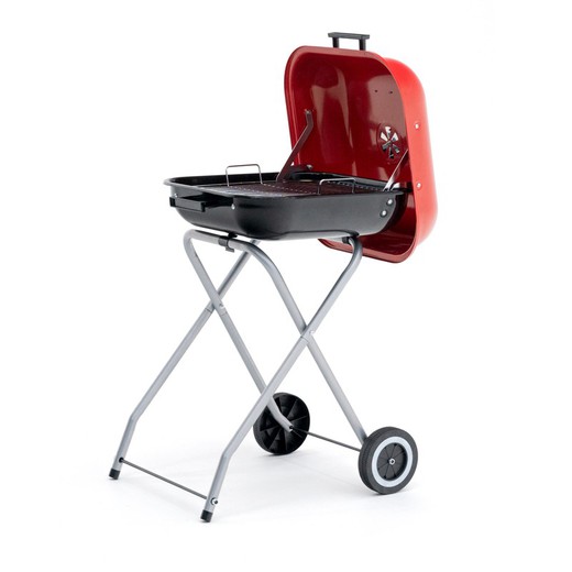 Red Portable Folding Charcoal Barbecue, 50x47x39.5 cm | Flathead