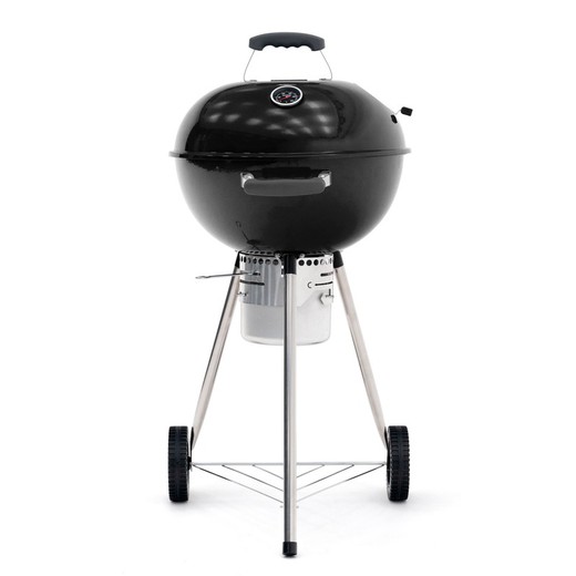 Round barbecue with lid and black wheels, 58x47x100 cm | Yellowstone