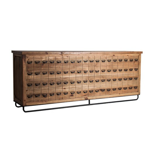 Bancone bar in pino riciclato Joutel, 250x60x102cm
