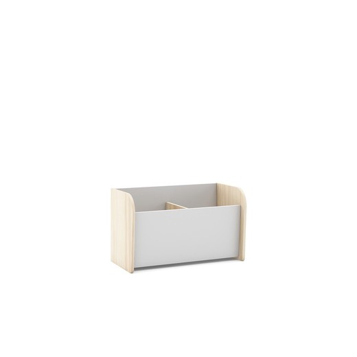 White and natural pine toy chest, 70 x 35 x 42 cm | Esteban