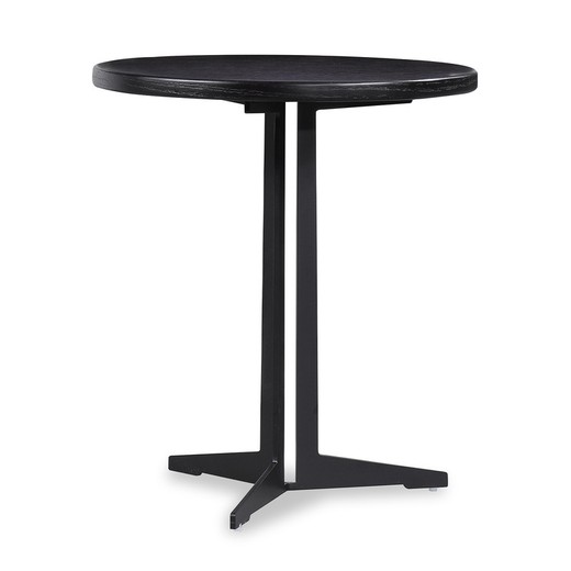 Big OSLO | Black wooden side table Ø50 x 53 cm