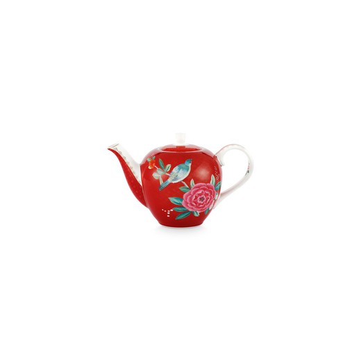 BLUSHING BIRDS-Red ceramic teapot, 7x14.5x19.5 cm 750 ml