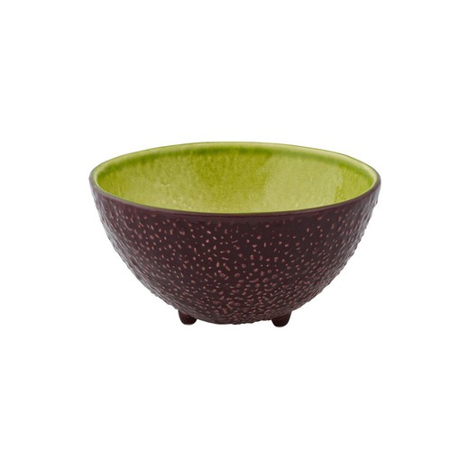 Avocado bowl made of earthenware in brown and green, 14.3 x 14 x 7.5 cm | Tropical Fruits