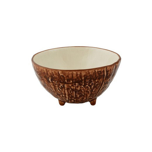 Coco bowl made of brown and white earthenware, 13.7 x 13.5 x 7.5 cm | Tropical Fruits