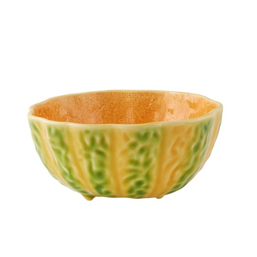 Earthenware bowl in orange and green, 16.2 x 16 x 7.8 cm | Pumpkin