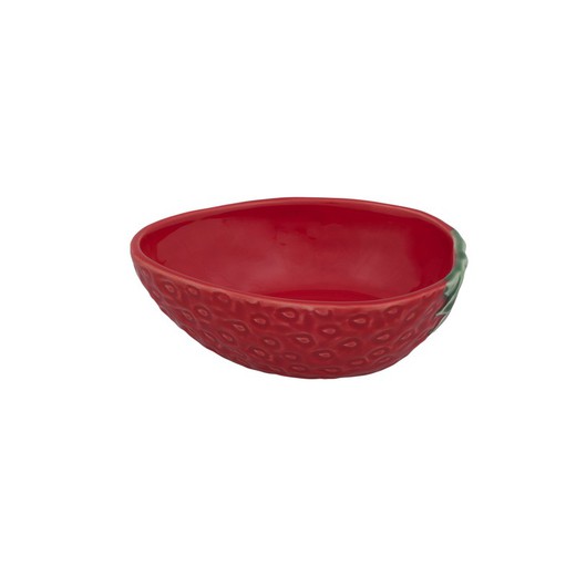 Red and green earthenware bowl, 13.5 x 11 x 4 cm | Strawberries