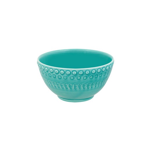 Turquoise earthenware bowl, 14.5 x 14.5 x 7.6 cm | Fancy