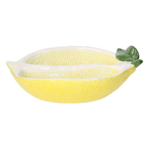 Double stoneware bowl in yellow and green, 23 x 17 x 7 cm | Lemon Garden