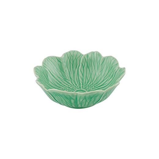 Large earthenware bowl in green, 17.1 x 17 x 5.5 cm | Flora