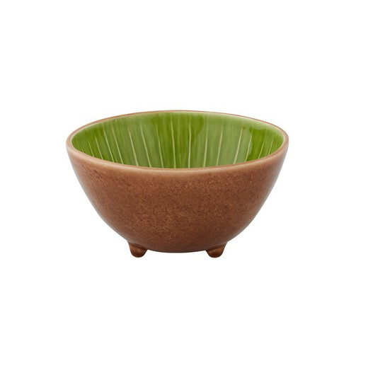 Kiwi bowl made of earthenware in brown and green, 14.1 x 14 x 7.5 cm | Tropical Fruits