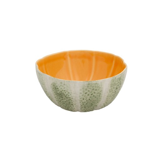 Large earthenware bowl in green and orange, 15 x 14.5 x 7.5 cm | Melon