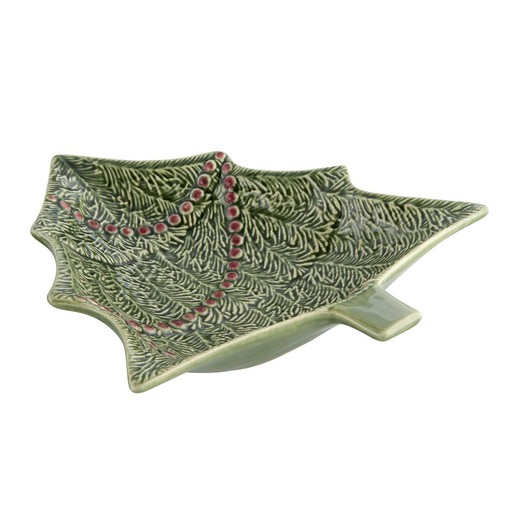 Green and red earthenware bowl L, 27.5 x 23.5 x 5 cm | Christmas