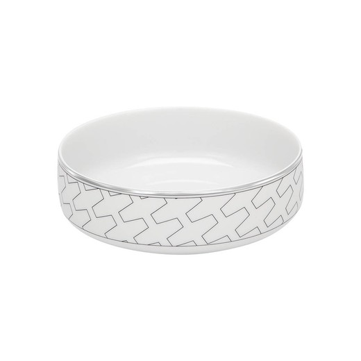 Bol para cereales de porcelana en blanco y platino, 14,1 x 14,1 x 4,9 cm | Trasso