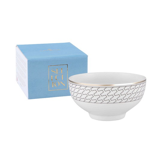 Bol para vegetales Selection de porcelana en blanco y platino, 10,4 x 10,4 x 5,4 cm | Trasso