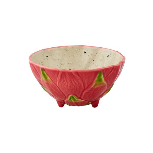 Ciotola in terracotta Pitaya in rosa e bianco, 14,1 x 14,1 x 7,5 cm | Frutti tropicali