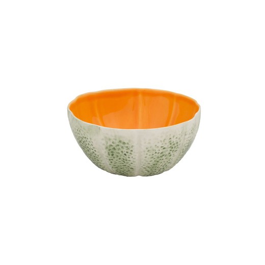 Earthenware bowl in green and orange, 13 x 12 x 6 cm | Melon