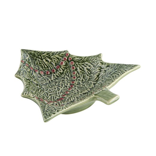 Green and red earthenware bowl S, 18.5 x 15.5 x 4 cm | Christmas