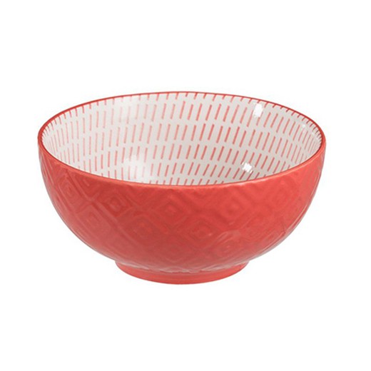 Tropisk porcelænsskål i rød, 15,2 x 15,2 x 7,3 cm | Tropisk