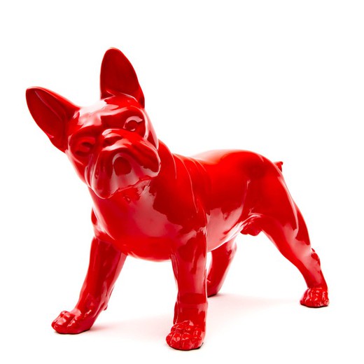 Boston terrier in poliresina rosso, 43x19x32 cm
