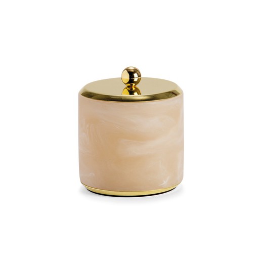 Pink/gold polyresin jar, Ø9.5 x 11.5 cm | Cloudy