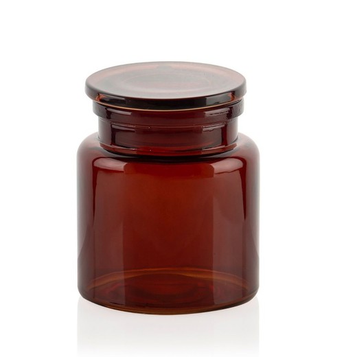 Amberkleurige glazen pot, Ø10x12cm