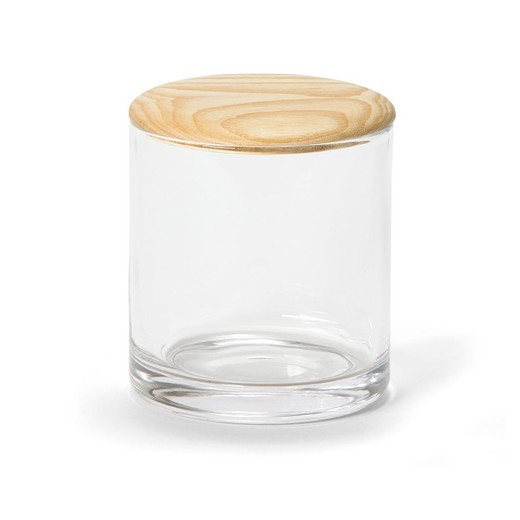 Glass / Ash Wood Jar, Ø10.5x12cm