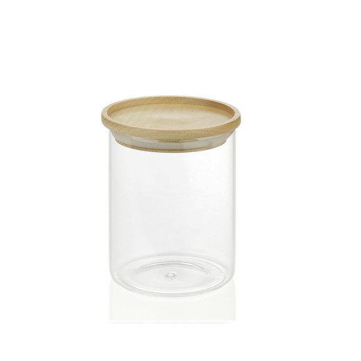 Glass / Wood Jar, Ø9.5x12.5 cm