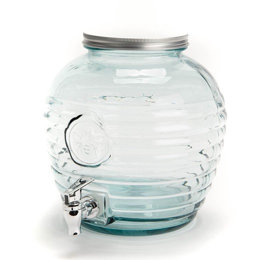 Botella con dispensador de vidrio en transparente, 24 x 24 x 25 cm