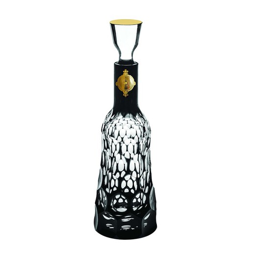 Botella de cristal y oro negra y dorada, Ø 9,5 x 26 cm | Circe