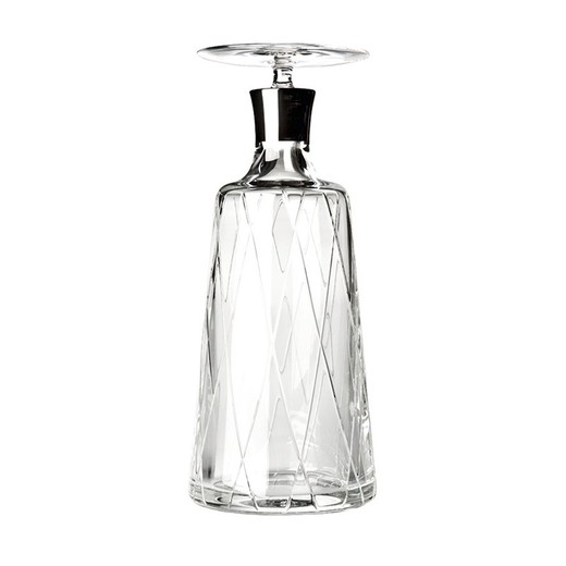 Botella de whisky de cristal plateada y transparente, Ø 11 x 26,7 cm | Biarritz