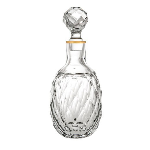 Transparent and golden glass whiskey bottle, Ø 6.5 x 26 cm | Palazzo Gold