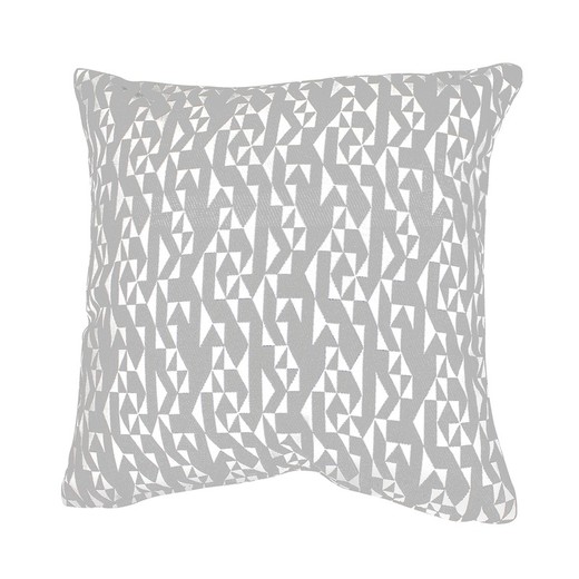 BREDA | Fodera per cuscino con stampa geometrica grigia ed écru (45 x 45 cm)