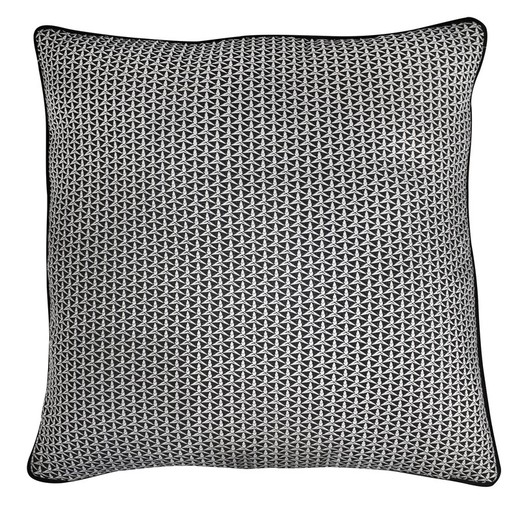BREDA | Fodera per cuscino con stampa geometrica triangolare ecru e nera 60 x 60 cm