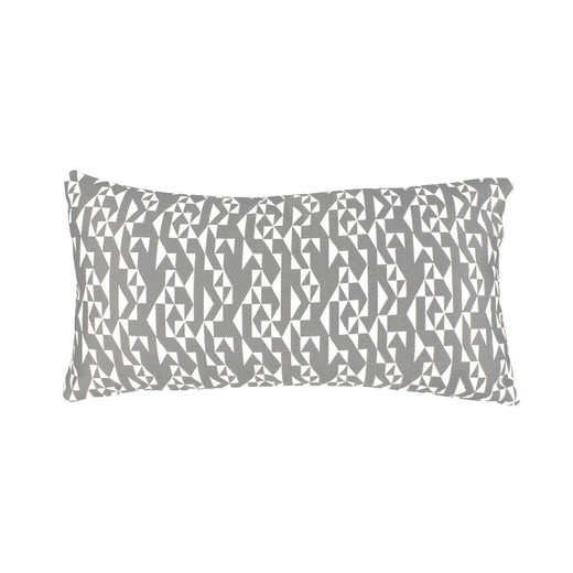 BREDA | Fodera per cuscino con tessuto stampa geometrica grigio ed ecrù 55 x 30 cm