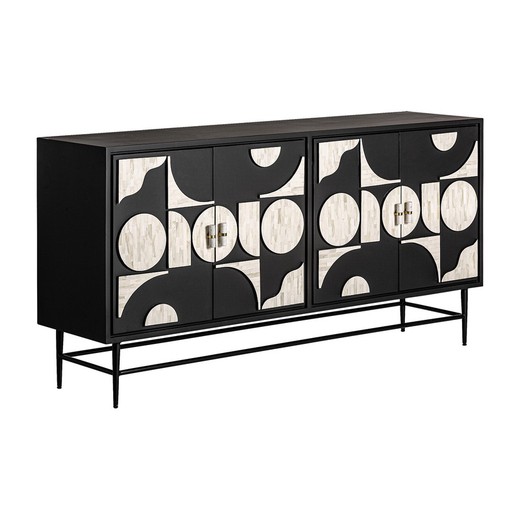 Buffet de madera en negro en blanco y negro, 160 x 40 x 80 cm | Athy