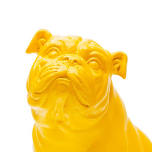 Bulldog de poliresina amarillo, 29x16x28 cm
