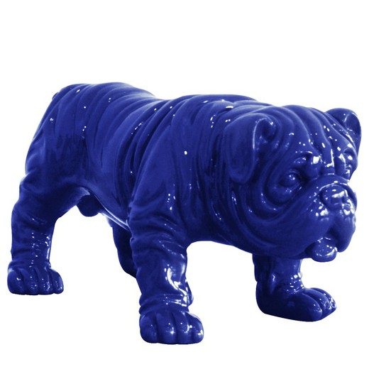 Bulldog de poliresina azul, 23x14x11 cm