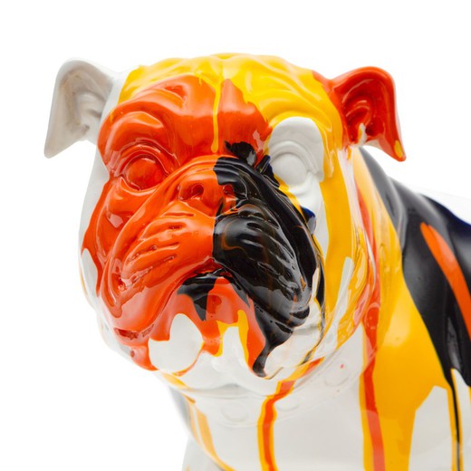 Flerfarvet polyresin bulldog, 40x20x26 cm