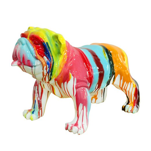 Bulldog de poliresina multicolor, 61x32x38 cm