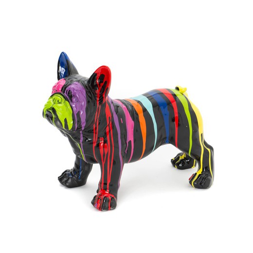 Multicolored polyresin bulldog, 62x31x45 cm