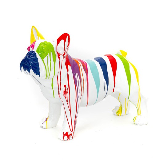 Multicolored polyresin bulldog, 90x34x68 cm