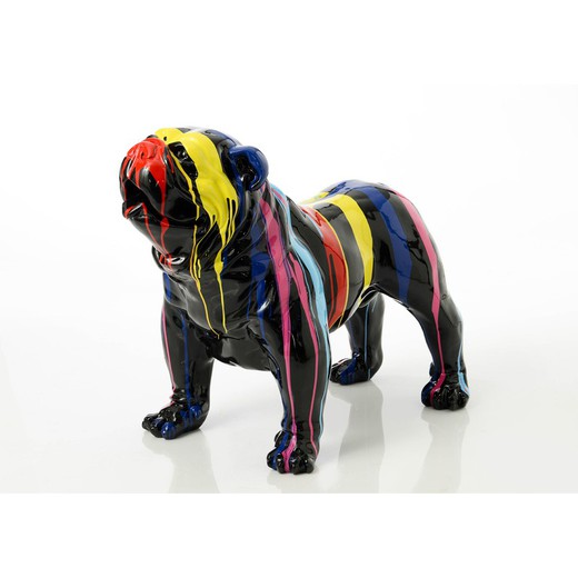 Mångfärgad polyresin bulldog, 90x45x70 cm