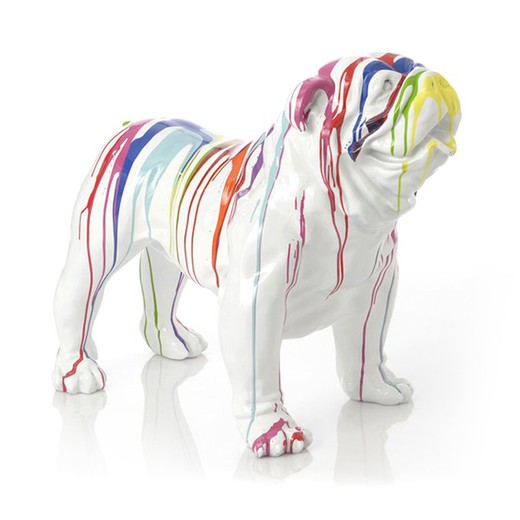 Flerfarvet polyresin bulldog, 90x45x70 cm
