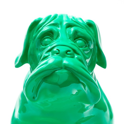 Grön polyresinbulldogg, 46x21x30 cm