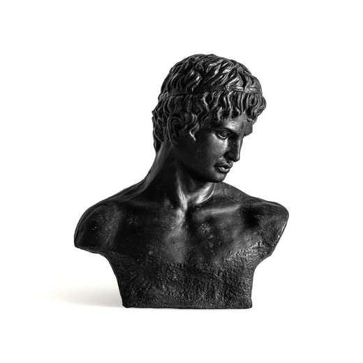 Busto de resina de Hermes em preto, 48 x 26 x 58 cm | Hermes