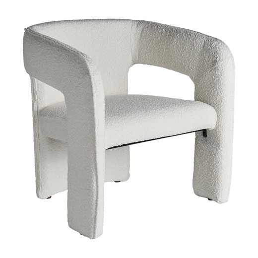 Fotel bawełniany Bouclé w kolorze białym, 69 x 68 x 73 cm | Nietoperze