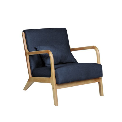 Fotel z szarej tkaniny i drewna, 65 x 83 x 72 cm | Tokio